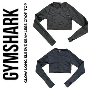 🦈Durable Glow Long Sleeve Seamless Crop Top in Black by Gymshark | Size XS-S